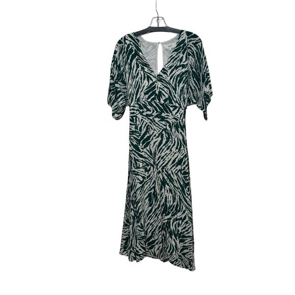 Ba&sh Belted Midi Dress Size Small Tiger Print Green Cream Back Cutout Belted - Picture 1 of 8